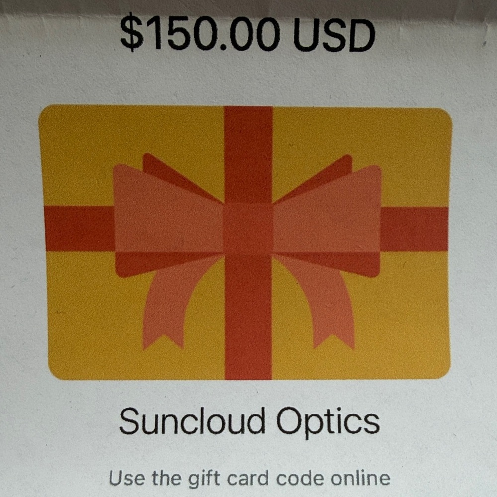 Suncloud Optics Gift Card $150 value